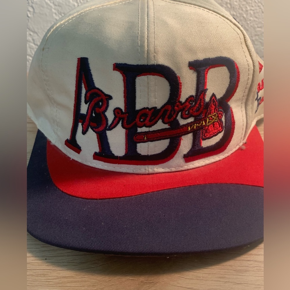 Vintage 90s Atlanta Braves “ABB” MLB Authentic Snapback Hat!!!!